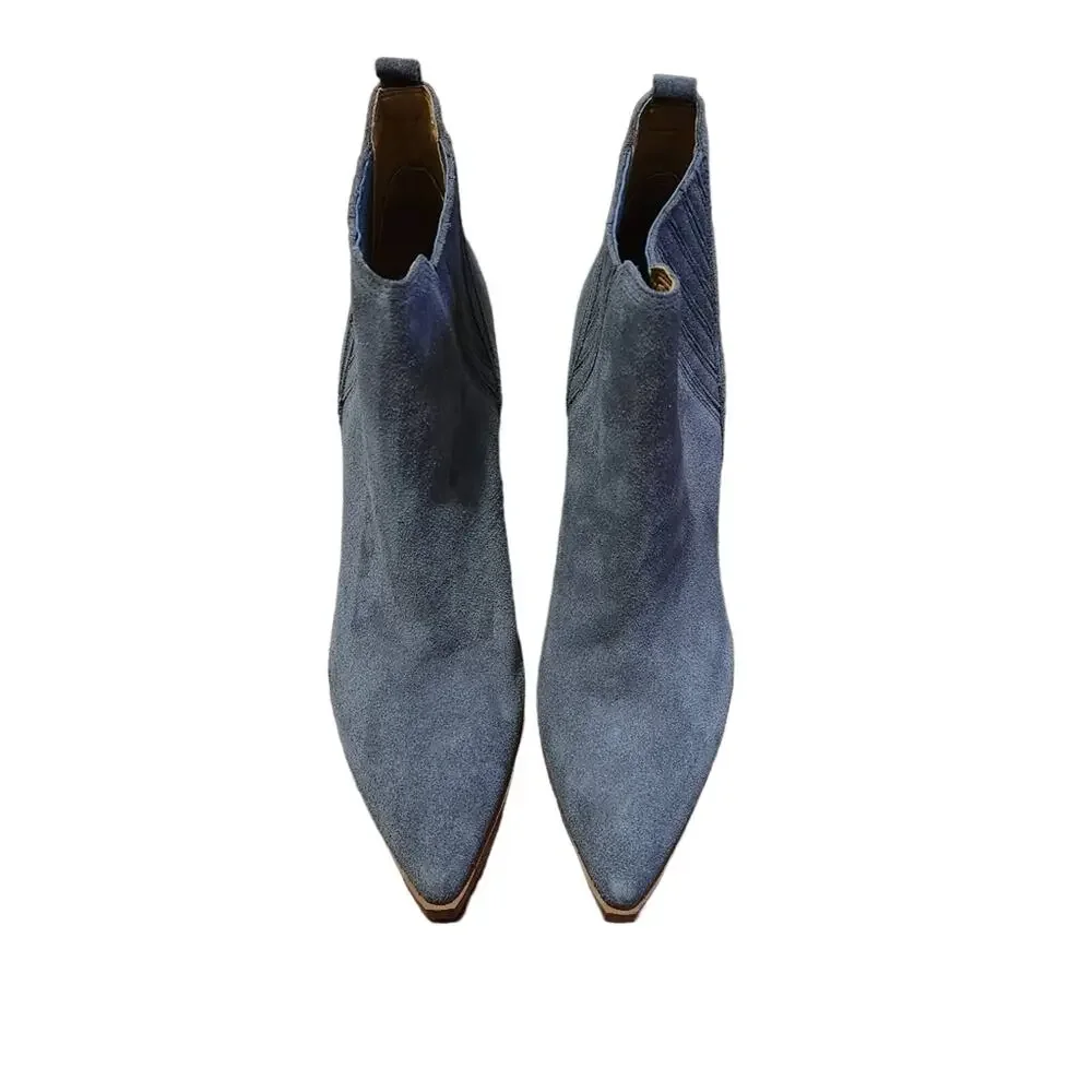 Marc Fisher blue suede booties size 9.5
